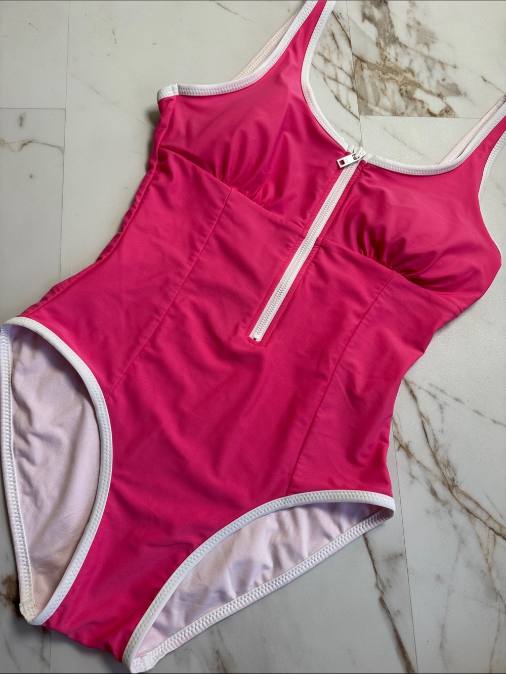 Tommy Hilfiger Pink One Piece Swimsuit Sz M Scoop Back Preppy Resortwear